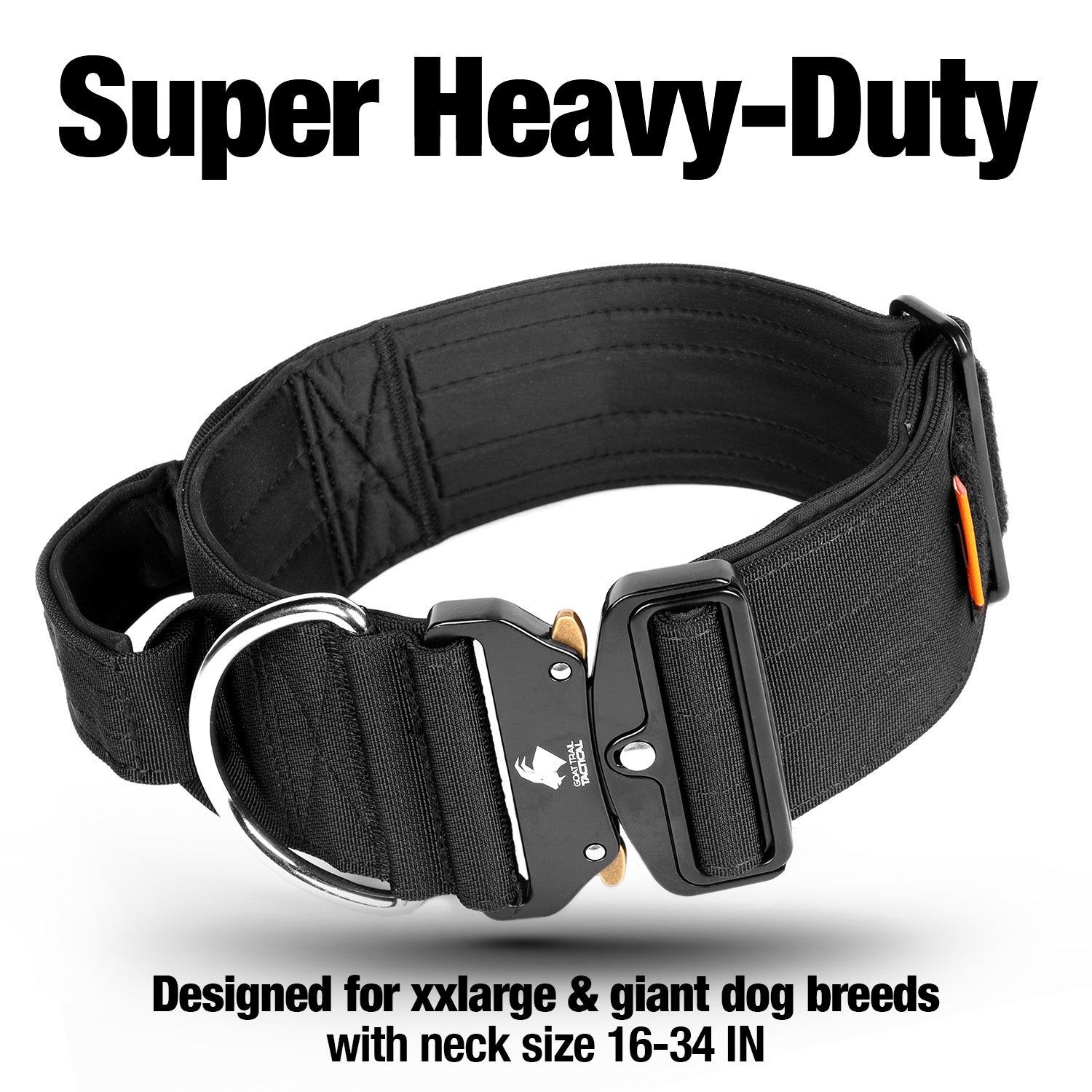 3 inch GTT Direbeast Tactical dog collar | Large- XX-Large Breeds