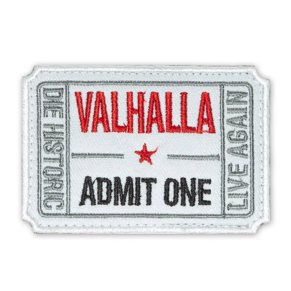 Valhalla Admit One White Patch Goat Trail Tactical