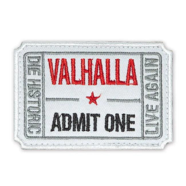Valhalla Admit One White Patch Goat Trail Tactical